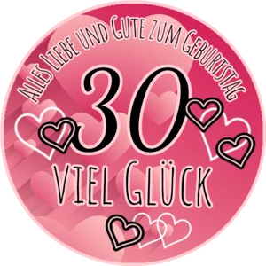 Tortenaufleger essbar aus Fondant rund 20cm durchmesser 30.Geburtstag - Bild 1 von 2