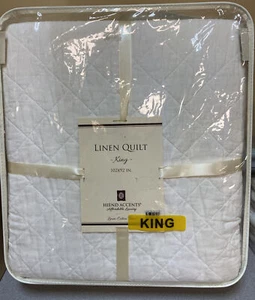 HIEND Accents KING Linen Quilt White NIP - Picture 1 of 5