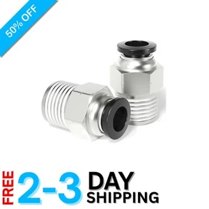 Pack of 10 Straight Push-to-Connect 6mm Tube OD x 1/4" NPT Fittings - Picture 1 of 10