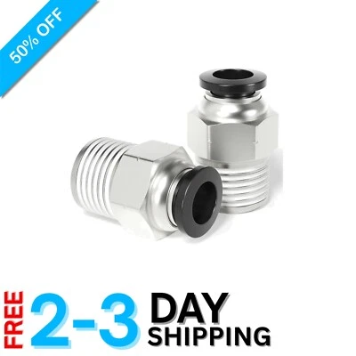 Pack of 10 Straight Push-to-Connect 6mm Tube OD x 1/4" NPT Fittings - Image 1 of 4