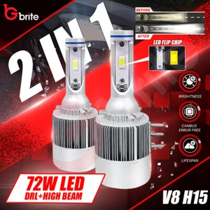 2 X H15 V8 LED DRL HIGH BEAM BULB WHITE 6000K Golf MK6 Mk7 Audi 8v A6 Vito - Picture 1 of 13