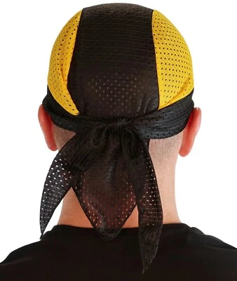 Double Mesh Wiz Khalifa Stretch  Sport Easy Tie Du-rag Cap, Black & Yellow - Image 1 of 3