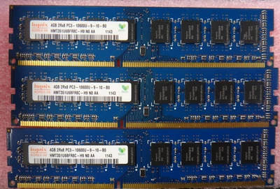3 x Hynix 4GB 2Rx8 PC3-10600U-9-10-B0 HMT351U6BFR8C-H9 N0 AA (12GB total) - Image 1 of 2