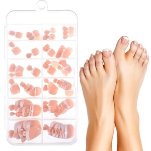 120 PIEZAS Puntas de uñas de los pies a presión rosa desnudo 1 fl oz (paquete de 120), - Imagen 1 de 7