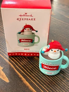 Hallmark Keepsake Niece Ornament 2016 Marshmallow Hot Cocoa Chocolate Ornament - Picture 1 of 6