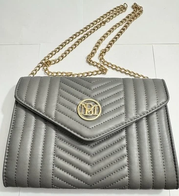 Badgley mischka Grey vegan leather  v quilting center crossbody - Image 1 of 4