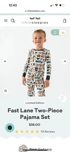 Little Sleepies Fast Lane Car Print Pajama Set 4T - NWT - Picture 1 of 7