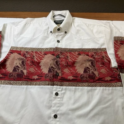 Camisa Vaquera Buffalo Country Western Para Hombres LS Blanco Crema, Rojo Talla-M #489 Foto 1 de 4