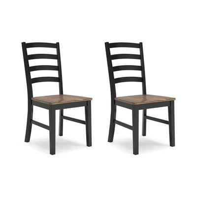 Wildenauer Rustic Armless Dining Chair, Set of 2, Black & Light Brown - Image 1 of 4