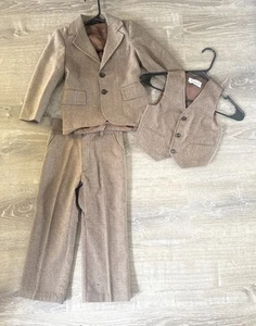 Vintage imp Originals Boys Pants, Vest & Blazer Suit Size 5 Boy) - Brown Tweed - Picture 1 of 11
