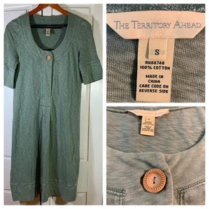 The Territory Ahead Sage Green Cotton Button Front Midi Dress Women's Size S - Picture 1 of 12