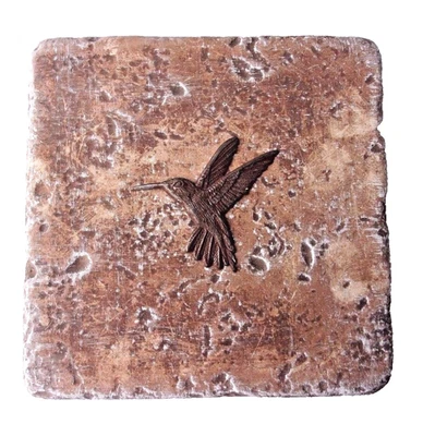 Hummingbird tile mold plaster cement bird  travertine mould 6" x 6" x 1/3" - Image 1 of 4