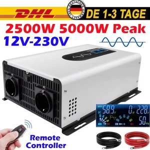 2500W 5000W Max DC 12V AC 230V 50Hz Reiner Sinus Spannungswandler Wechselrichter - Bild 1 von 23