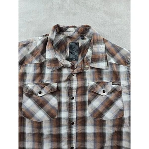 Ocean Current Shirt Mens Medium Plaid Western Snap Button Up Long Sleeve - Picture 1 of 7
