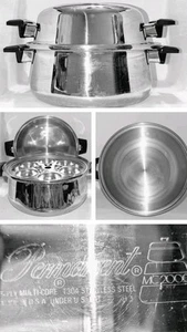 Vtg Permanent MC2000 Multi-Core 5 Qt Stock Pot Egg Poacher 5 Ply Stainless Steel - Picture 1 of 23