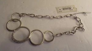 Kenneth Cole NWT Silver Necklace Vestiaire Collection Jewel Accents - Picture 1 of 6
