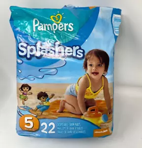 Pampers Splashers Disposable Swim Diapers Size 5 , 22 Count- New/Open Bag - Picture 1 of 3