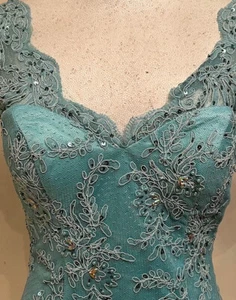 Abendkleid Abschlussball Abiball kurz türkis mint Pailletten Größe 38 NP 348 EUR - Bild 1 von 6