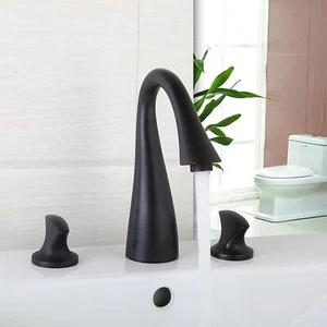 Retro 3pcs Black Bathroom 2 Handles Basin Mixer Taps Solid Brass Bathtub Faucet - Picture 1 of 6