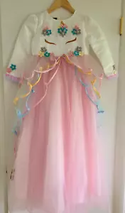 Mädchen rosa Partykleid Kleid Blumenmädchen Stein Rüschen Reißverschluss 7/8 gefüttert Tule Applikation - Bild 1 von 11