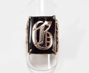 Antique Victorian Era USA 9K Gold Letter G Monogram Men's Signet Pinky Ring Sz 6 - Picture 1 of 15