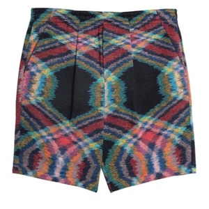 Missoni Pleated Linen Drawstring Shorts M Zigzag Knee-Length Mens - Picture 1 of 10