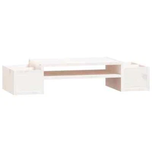 Wooden Monitor Stand Computer Laptop TV Desktop Riser Table Display Shelf White - Picture 1 of 8