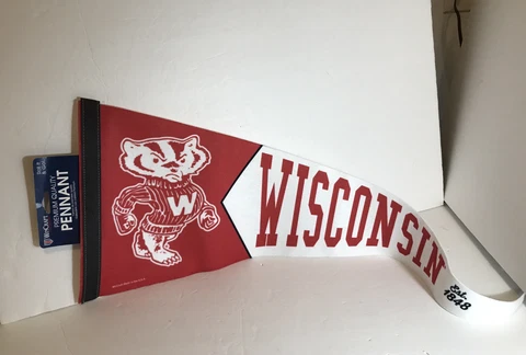 WISCONSIN Badger Pennant Banner College 12"X30" Felt NEW Cover