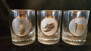 3 Fort Golf Old Fashion Glasses w Pewter Medallions 19th hole, Shoes, Golf Bag - Picture 1 of 7