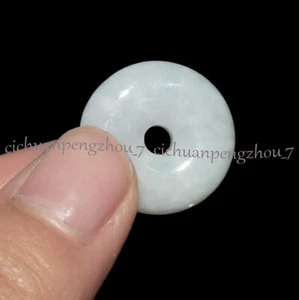 Circle Donut Natural A Jadeite Light Green Jade Emerald Pendant With Certificate - Picture 1 of 4