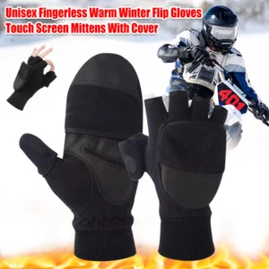 Unisex Flip Fingerless Touch Screen Winter Warm Gloves Photography Mittens Men's - Picture 1 of 16