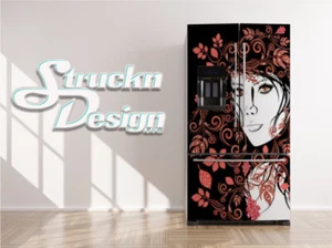Abstract Beautiful Fashion Woman Lady Fridge Freezer Wrap Side Door Vinyl Decal - Picture 1 of 1