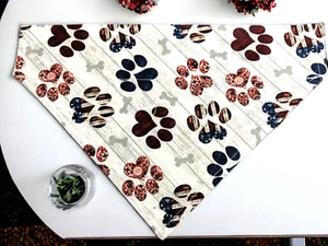 Patriotic Dog Bandana Over Collar Red White Blue Paws Scarf Slide on Bandanna - Picture 1 of 4