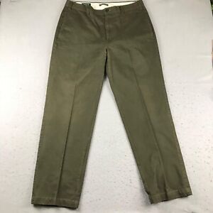 Orvis Pants Mens 36X30 Green Cotton Flat Front Straight Leg Slacks