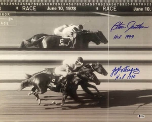 STEVE CAUTHEN & JORGE VELASQUEZ SIGNED 16x20 PHOTO ALYDAR AFFIRMED BECKETT BAS - Picture 1 of 4
