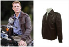  Captain America Chris Evans Leather Jacket Costume Cosplay Costume Brun Daily