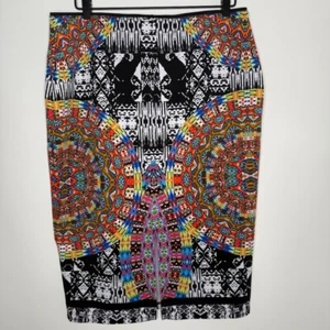 Bisou Bisou Women's Large Scuba Skirt w Back Slit Artsy Boho Festival - Picture 1 of 9