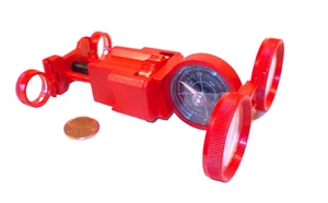 FUN! Compact Red Folding Pocket Binoculars with Compass and Mirror - Approx 2.5X - Picture 1 of 5