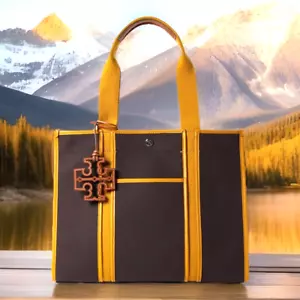 Borsa shopper Tory Burch donna grande twill tela twill AUTENTICA NUOVA CON ETICHETTE $398 Tory - Foto 1 di 21
