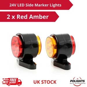 2x Luces LED laterales de doble color (rojo/ámbar) - 24 V para remolque, camión, camión - Imagen 1 de 7