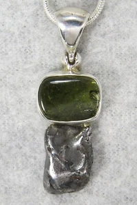 MOLDAVITE PENDANT $179 Tektite 925 Sterling Jewelry STARBORN CREATIONS M179-P15 - Picture 1 of 12