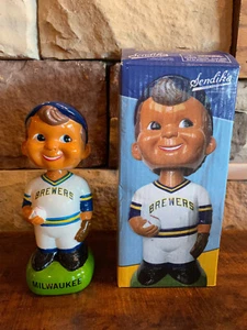 2015 Milwaukee Brewers Vintage Bobblehead Bobble Boy 70's M Cap SGA NEW - Picture 1 of 11