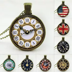 Vintage Antique Style Alloy Clock Necklace For Women with gift bag - Picture 1 of 11