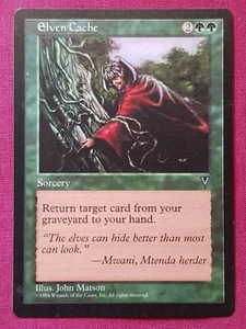 Magic The Gathering VISIONS ELVEN CACHE green card MTG - Picture 1 of 2
