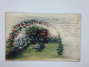 Postcard Birthday Greetings Flowers Arch Marion Ohio Owen Card Pub 1919 H88 - Picture 1 of 2
