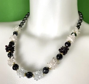 π COLLANA COLLIER GIROCOLLO VINTAGE BIJOUX RESINA PIETRE NUOVA - Foto 1 di 5