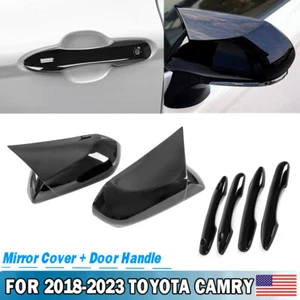Cubierta inteligente para manija de puerta Toyota Camry 2018-2023 + tapa espejo borde negro brillante - Imagen 1 de 10