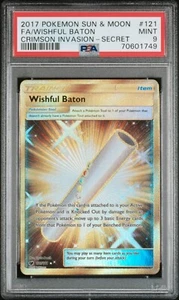 PSA 9 MINT Wishful Baton 121/111 Crimson Invasion Gold Secret Rare Pokémon 2017 - Picture 1 of 2