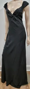 PRADA schwarz Plunge V Ausschnitt Kappe Ärmel lang Abend Maxikleid I44 UK12 - Bild 1 von 11