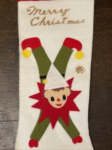 VINTAGE WEIHNACHTSELFE PIXIE FILZSTRUMPF MCM - Bild 1 von 4